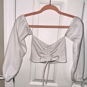 PrettyLittleThing Pull String Crop Top PLT White